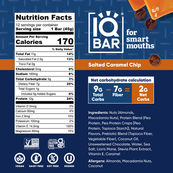 IQ BAR Salted Caramel Chip Bar Co-developed by Chef Thomas Keller
