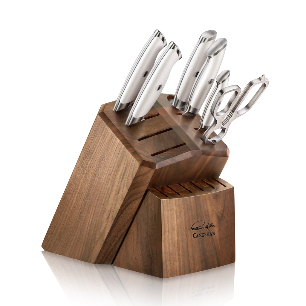 3 Piece Stainless Steel Chef Knife Set With Walnut Wood Handles - Cutlery /