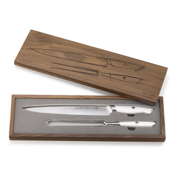 Thomas Keller Signature Collection by Cangshan - White Series 2-Piece Carving Set W/ Walnut Box